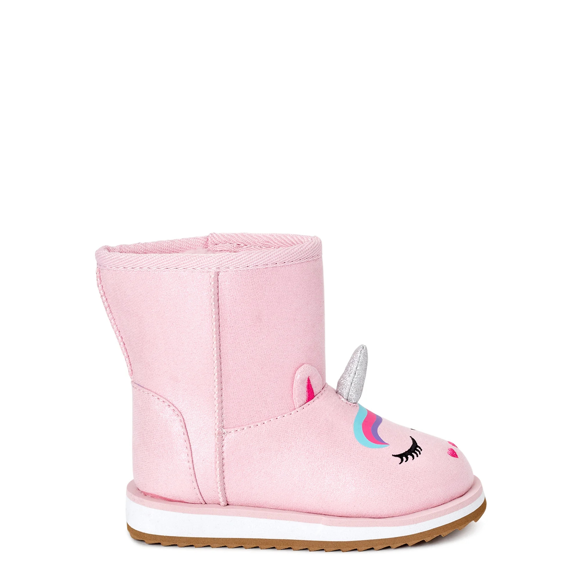 Wonder Nation Toddler Girls Crazy Unicorn Faux Shearling Boots | Walmart (US)