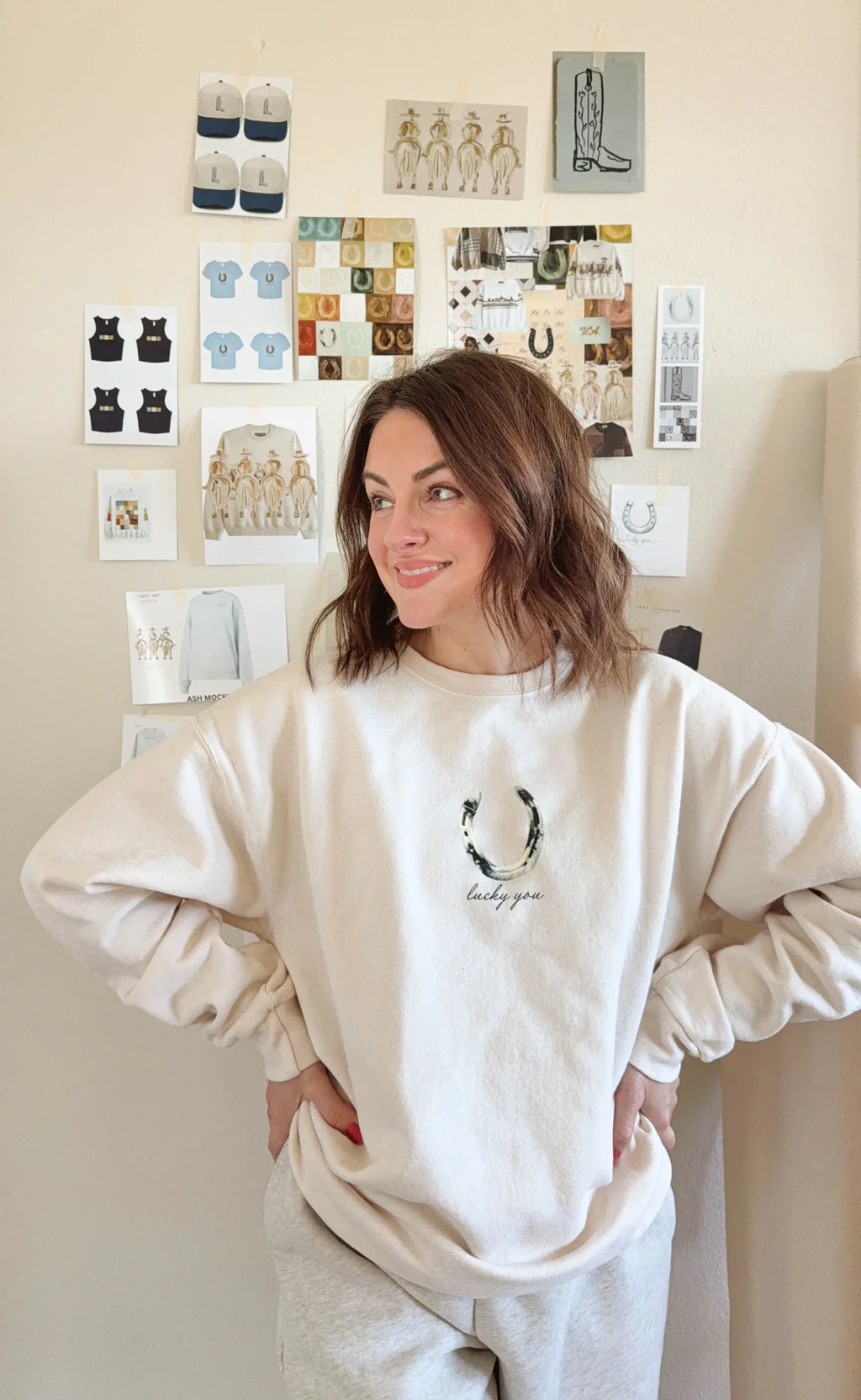 charlie southern x emma katherine art: lucky you horseshoe sweatshirt | RIFFRAFF