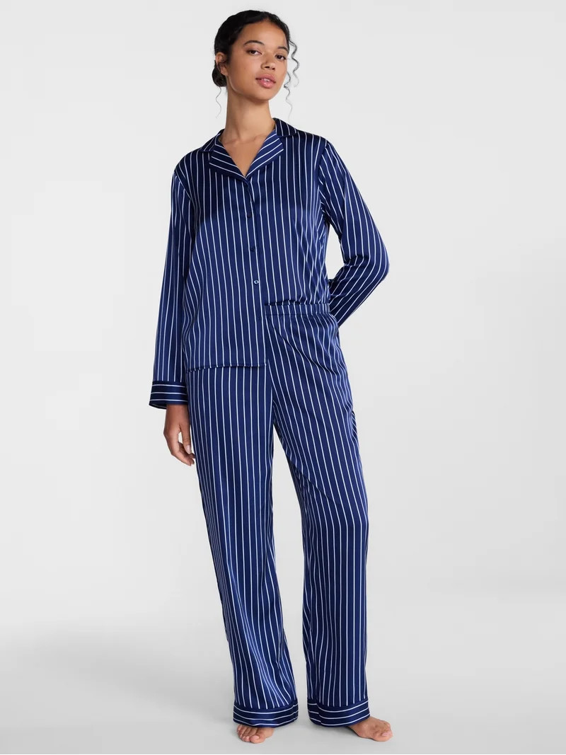 Joyspun Women\u2019s Stretch Satin Sleep Top and Pants, 2-Piece Set, Sizes XS to 3X | Walmart (US)