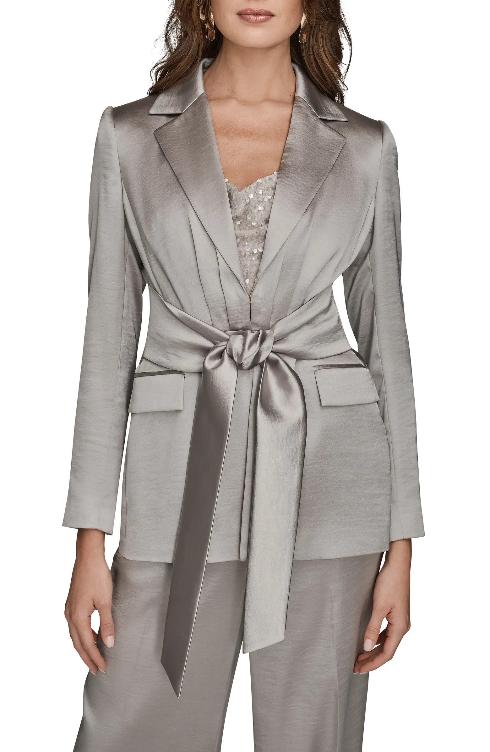 Donna Karan New York Metallic Tie Front Blazer | Nordstrom | Nordstrom