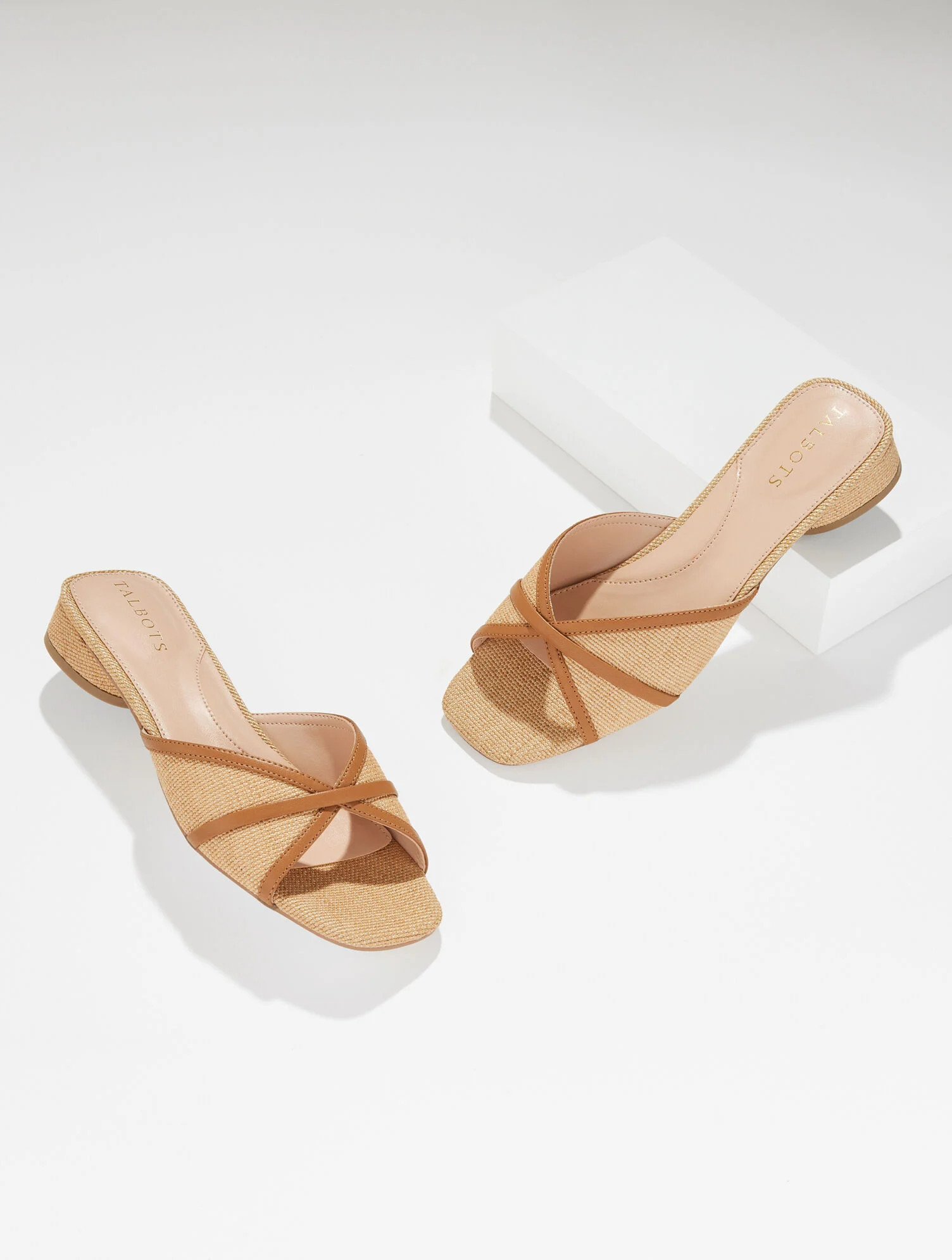 Val Block Heel Slides - Woven Straw | Talbots