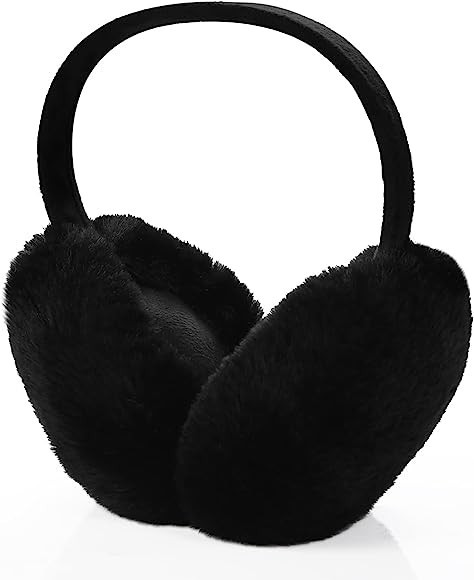 Winter Ear Muffs, Foldable Black Ear Muffs Plush Earmuffs for Women Girls | Amazon (CA)
