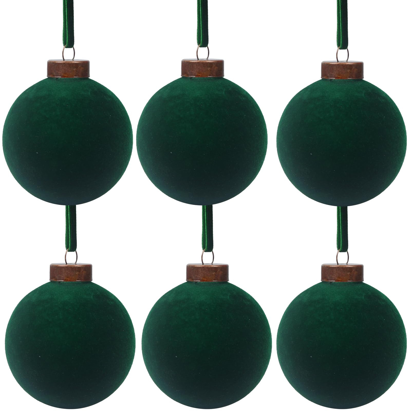 6 Pcs Velvet Christmas Balls Bulk Shatterproof Plastic Christmas Tree Decorations for Decorative Hanging Baubles (6, Blackish Green, 3.94Inch) | Amazon (US)