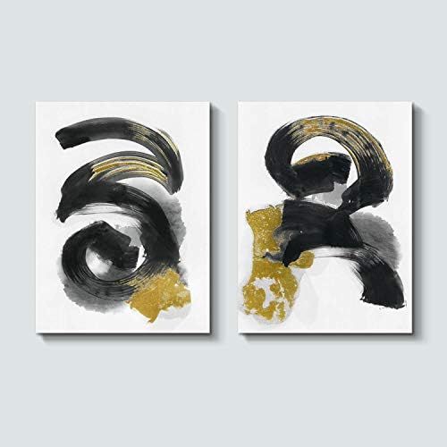 TAR TAR STUDIO Abstract Modern Canvas Wall Art: Black and White Painting Print Geometry Gold Artw... | Amazon (US)