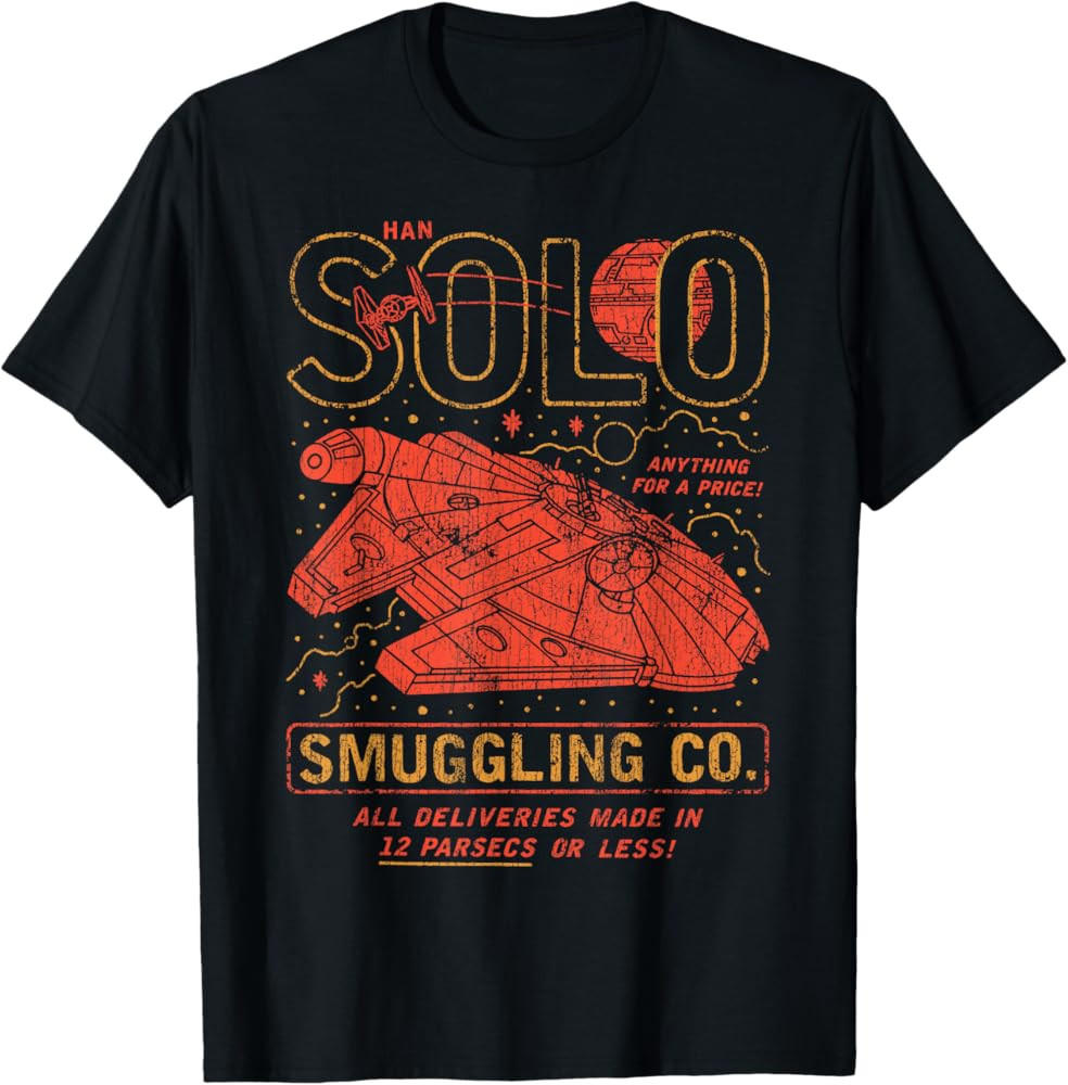 Star Wars Vintage Han Solo Smuggling Co. Poster Disney+ T-Shirt | Amazon (US)