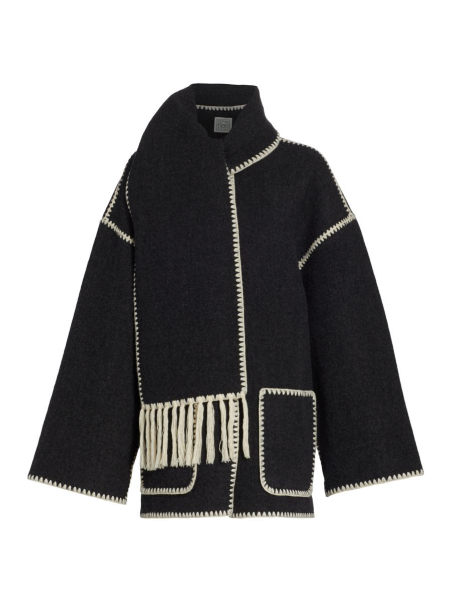 Toteme Embroidered Wool-Blend Scarf Jacket | Saks Fifth Avenue
