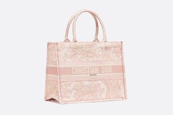 Medium Dior Book Tote Pink Toile de Jouy Embroidery (36.5 x 28 x 17.5 cm) | DIOR | Dior Beauty (US)