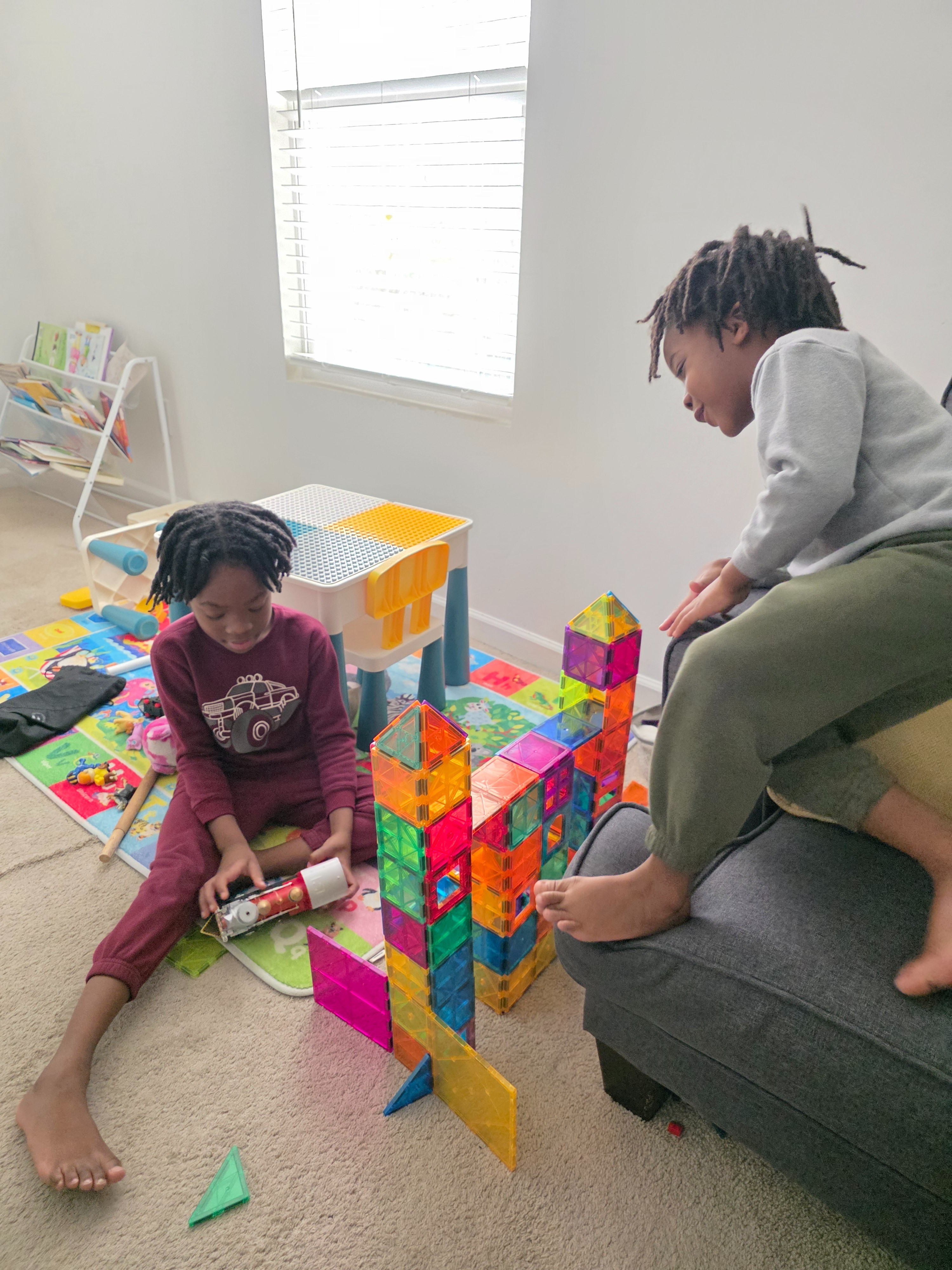 Kids play and learning. I love adding new pieces to their learning area but these magnetiles have been their fave for a while now. I love how creative they get with these 🥰.#Kids #learning #amazonkids 

#LTKHome #LTKFindsUnder50 #LTKKids