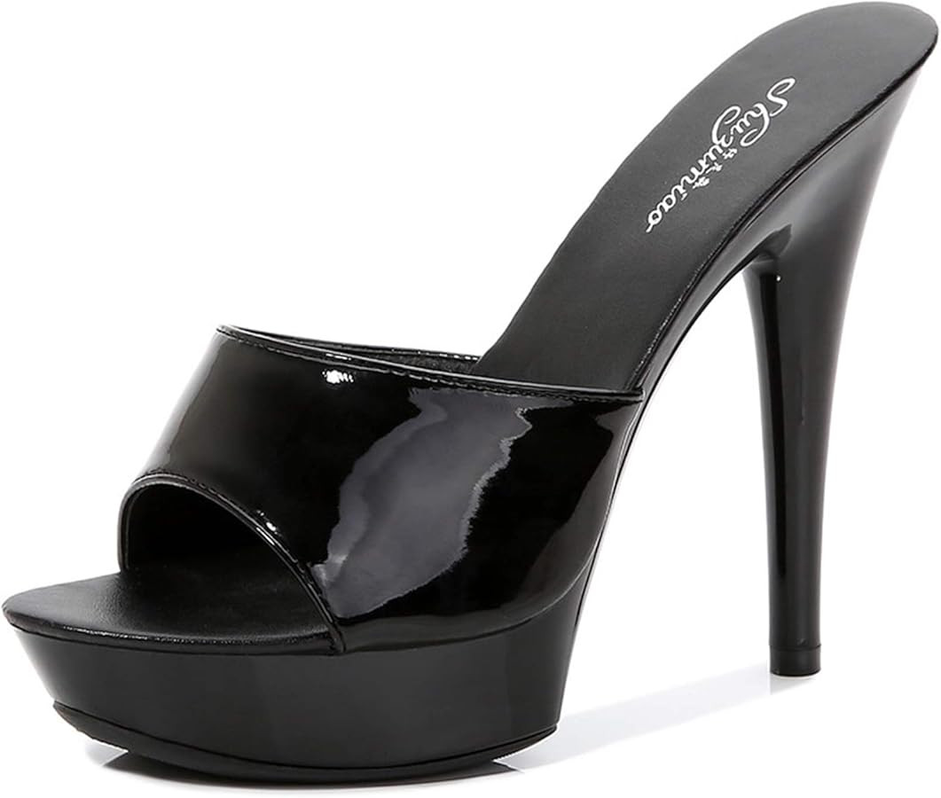 YIYA High Heeled Mules for Women Open Toe Stilettos Sandals Summer Platform High Heels Slides Dress Party Backless Shoes | Amazon (US)