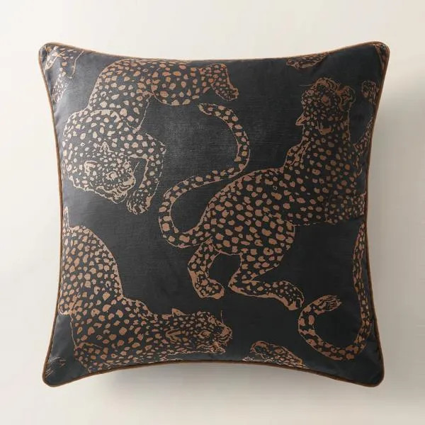Leopardi Dual Side Pillow 22"- Black/Rust | Z Gallerie