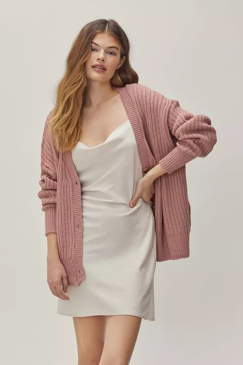 Slouchy Button Down Ribbed Cardigan | Nasty Gal Canada