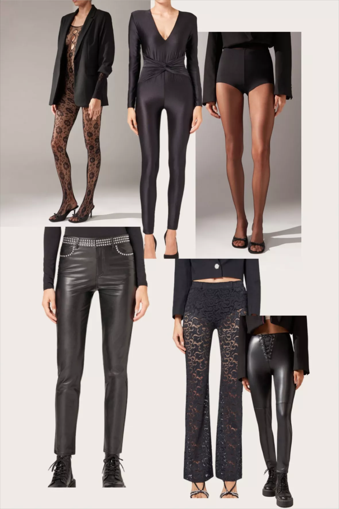 Skinny Leggings in Thermal-effect Eco-leather with Ruffles