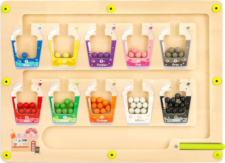 Magnetic Color and Number Maze Wooden Magnet Board Montessori Kids Toys Magnet Puzzles Toddlers T... | Amazon (US)