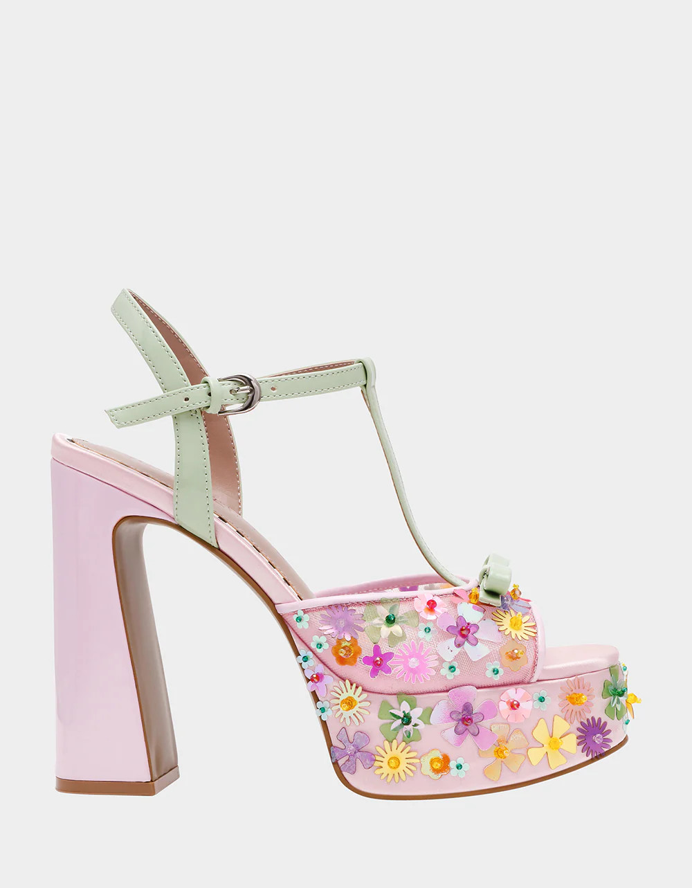 MELODIE PINK MULTI Women's Platform Floral Heel Sandal | Betsey Johnson