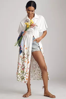 The Tobie Button-Front Pleated Shirt Dress by Exquise | Anthropologie (US)