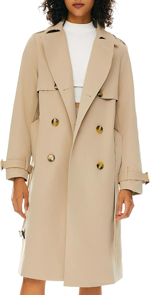 Orolay Women's 3/4 Length Double Breasted Trench Coat Lapel Jacket with Belt | Amazon (US)