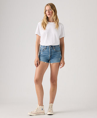 Women's 501\u00ae Button Fly High-Rise Denim Shorts | Macy's