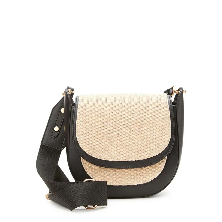 Time and Tru Women's Riverdale Woven Crossbody Saddle Bag | Walmart (US)