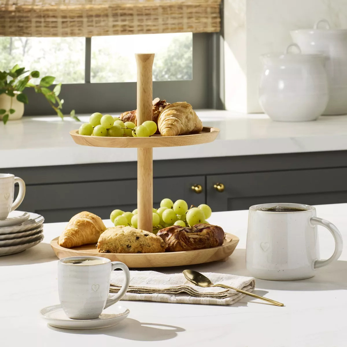 2-Tier Rubberwood Serving Tray - Hearth & Hand™ with Magnolia | Target