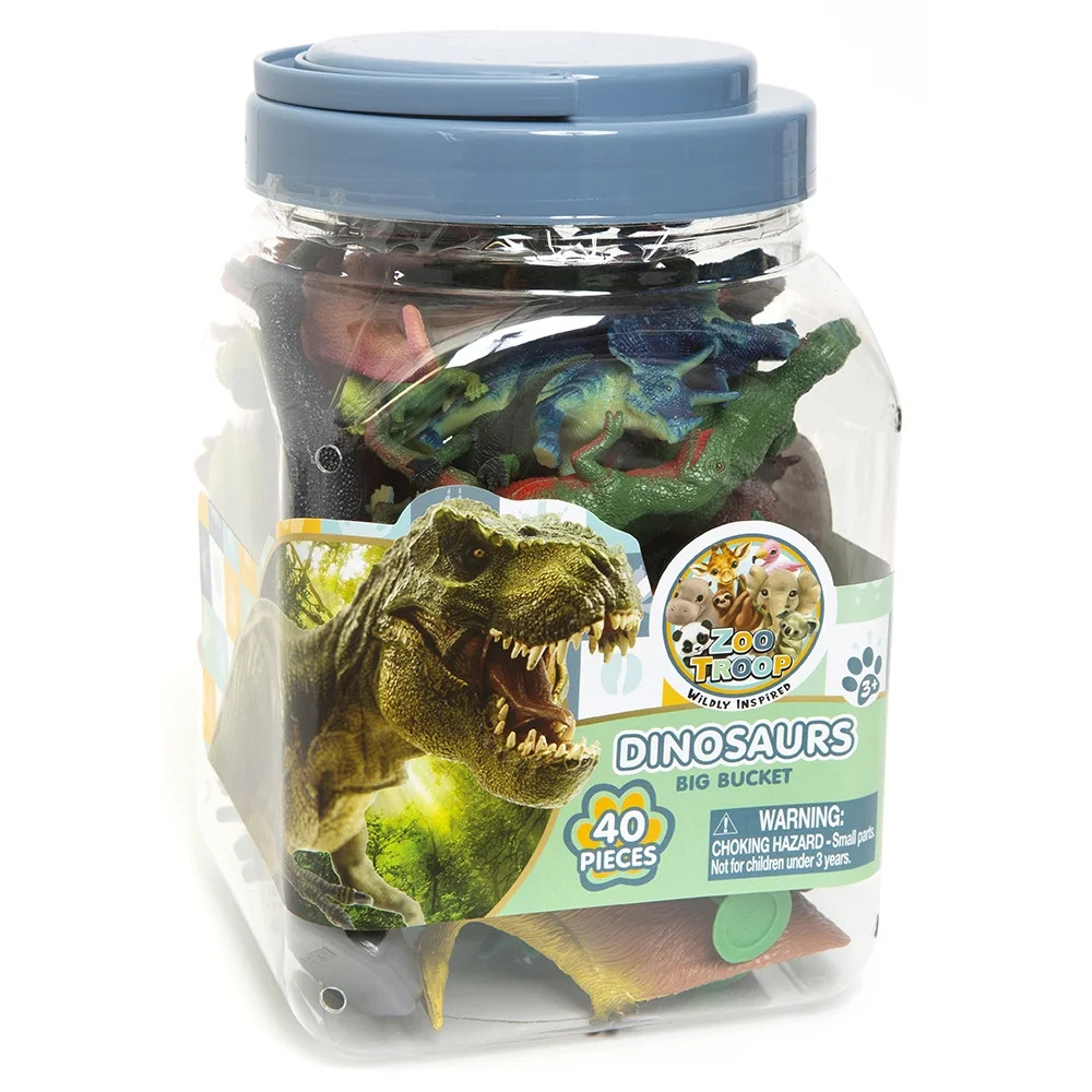 Zoo Troop Big Bucket of Dinosaurs – 40-Piece Play Set for Kids Ages 3+ | Educational & Imaginat... | Walmart (US)