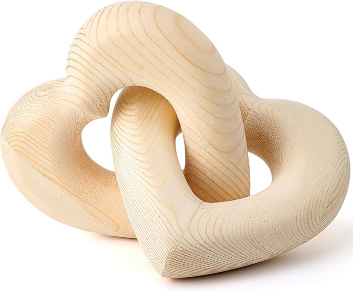 Valentines Day Decorations Wooden Interlocking Hearts Neutral Valentines Decor Wooden Love Knot H... | Amazon (US)