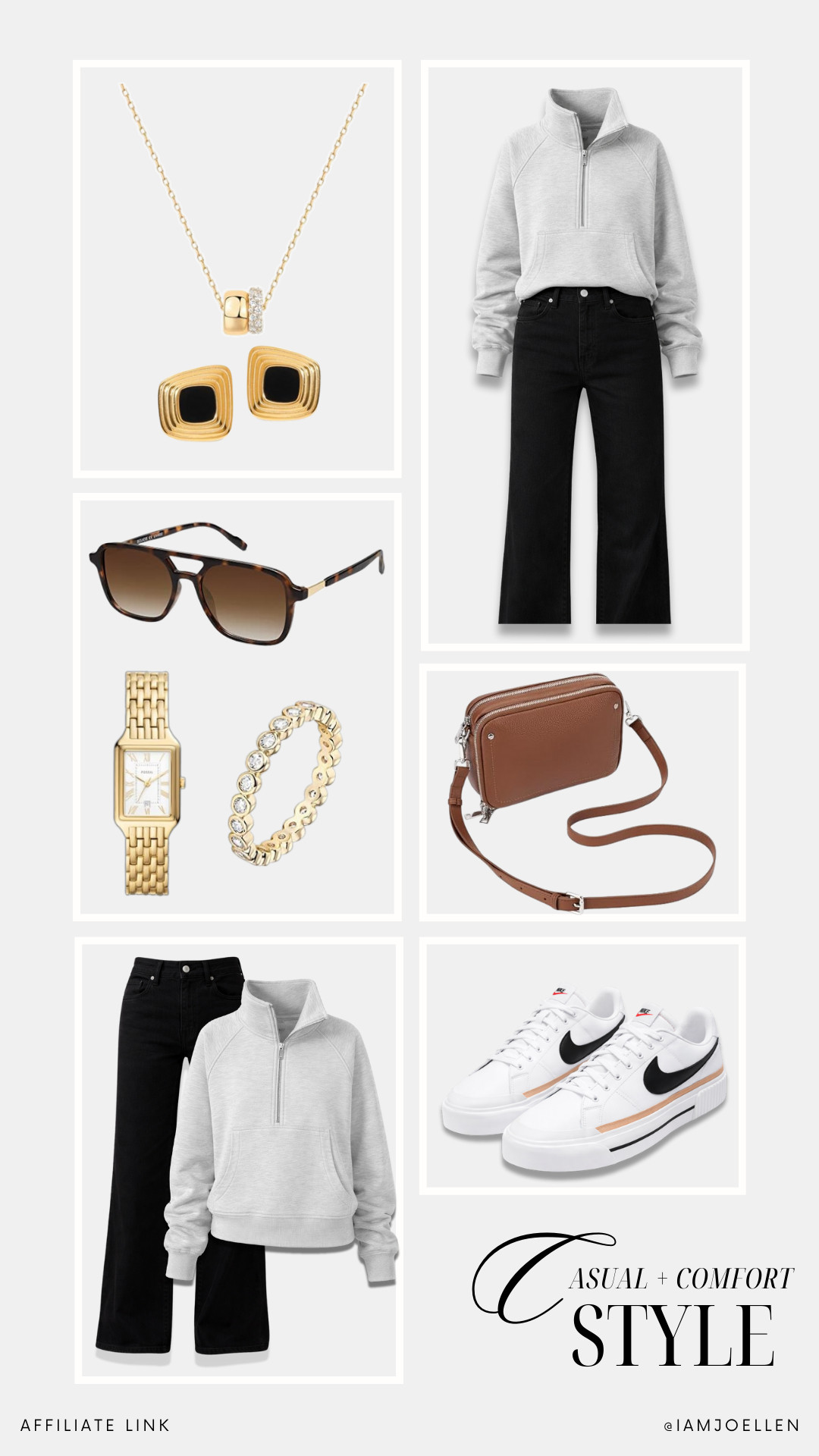 Loving this casual yet stylish outfit. The wide leg jeans, chunky gold earrings, and Nike sneakers make for a perfect everyday look. #CasualChic #StylishOutfit 

 #LTKgrwm #LTKootd #LTKmomlife