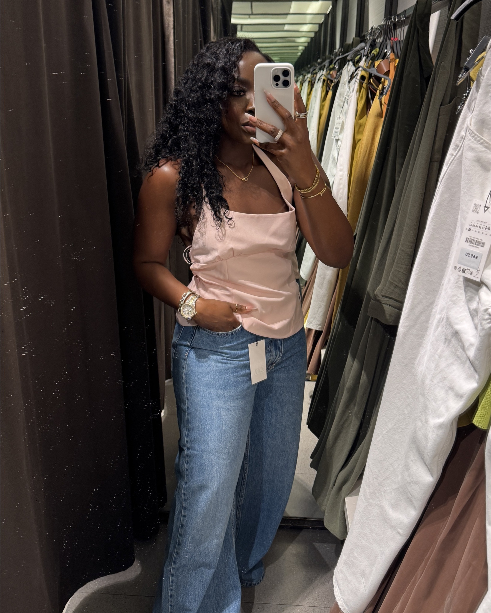Wearing a size 44 in these jeans from ZARA. The blue jeans do not have any stretch, but the white ones do. They both cross at the waist, which is nice. They’re very long, which is great if you wear them with a pair of heels. The top is a large, so I would definitely need to get a medium or maybe even a small so that it can be more fitted.

#LTKFindsUnder100 #LTKFindsUnder50 #LTKStyleTip