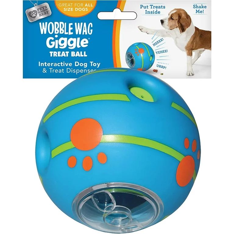Pets Know Best Wobble Wag Giggle Treat Ball, Interactive Dog Toy & Treat Dispenser, Blue | Walmart (US)