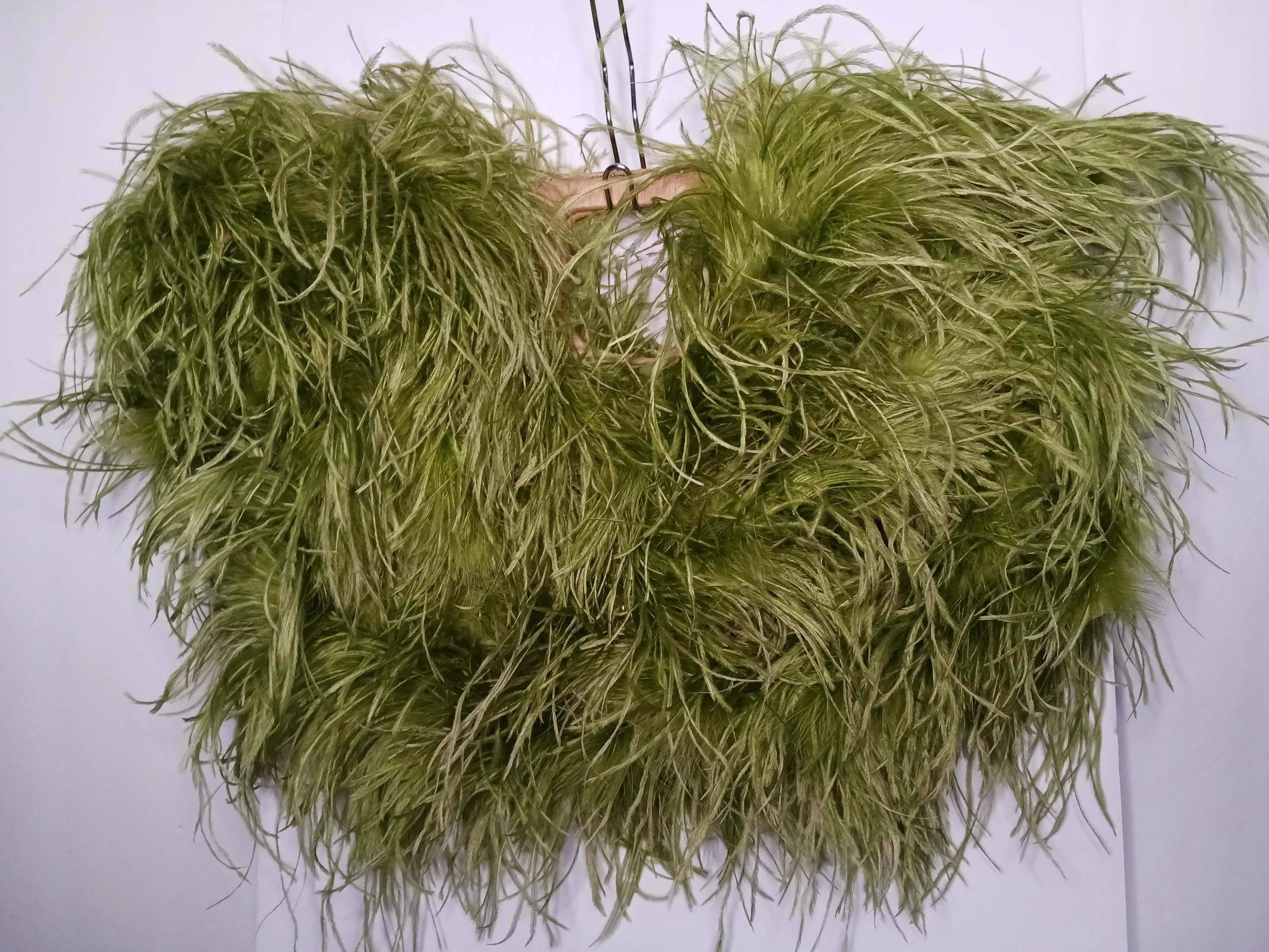 Chartreuse Olive Lime Green Ostrich Feather Crescent Shaped Clutch Handbag | Etsy (Global)
