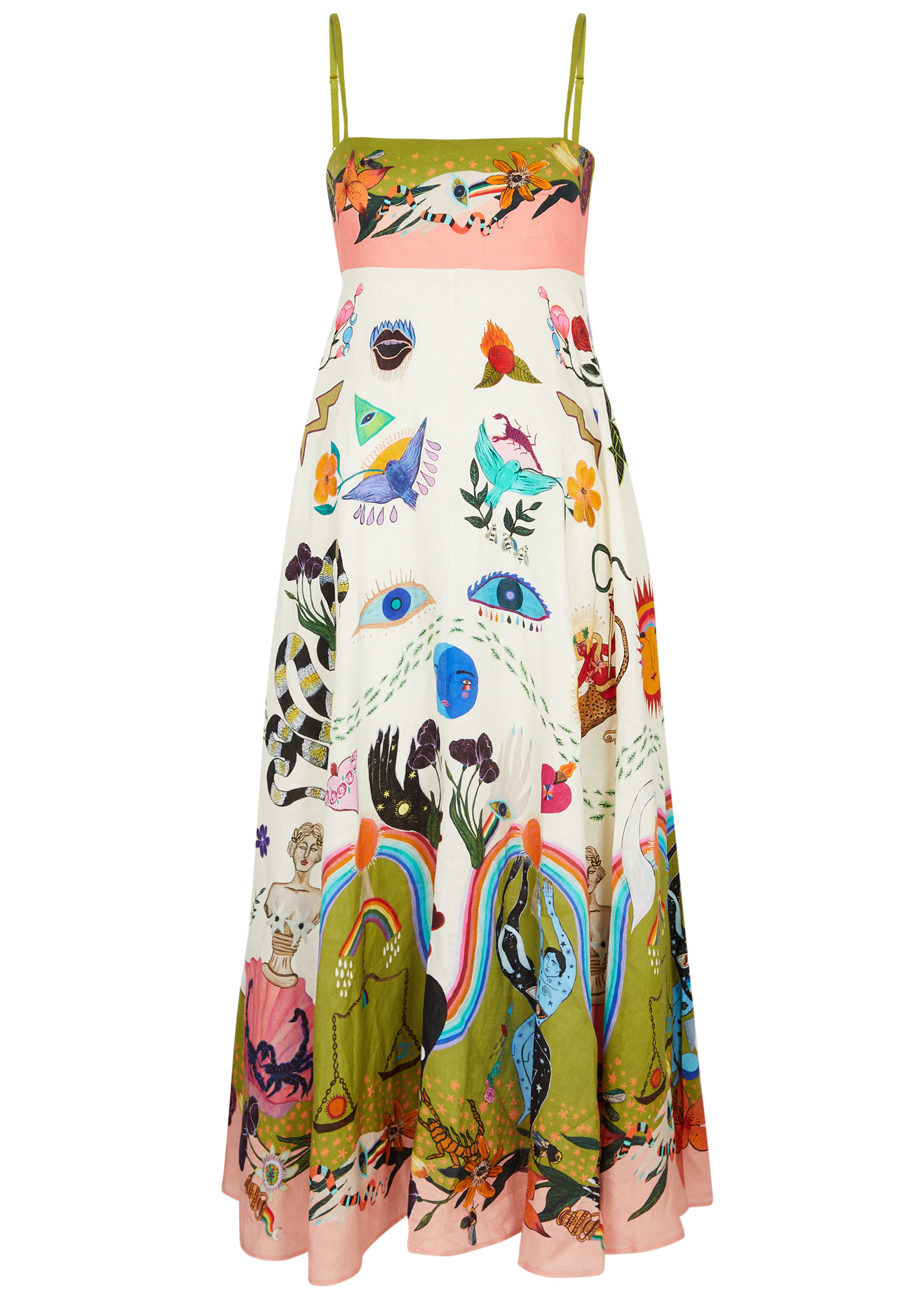 Evergreen printed linen maxi dress | Harvey Nichols