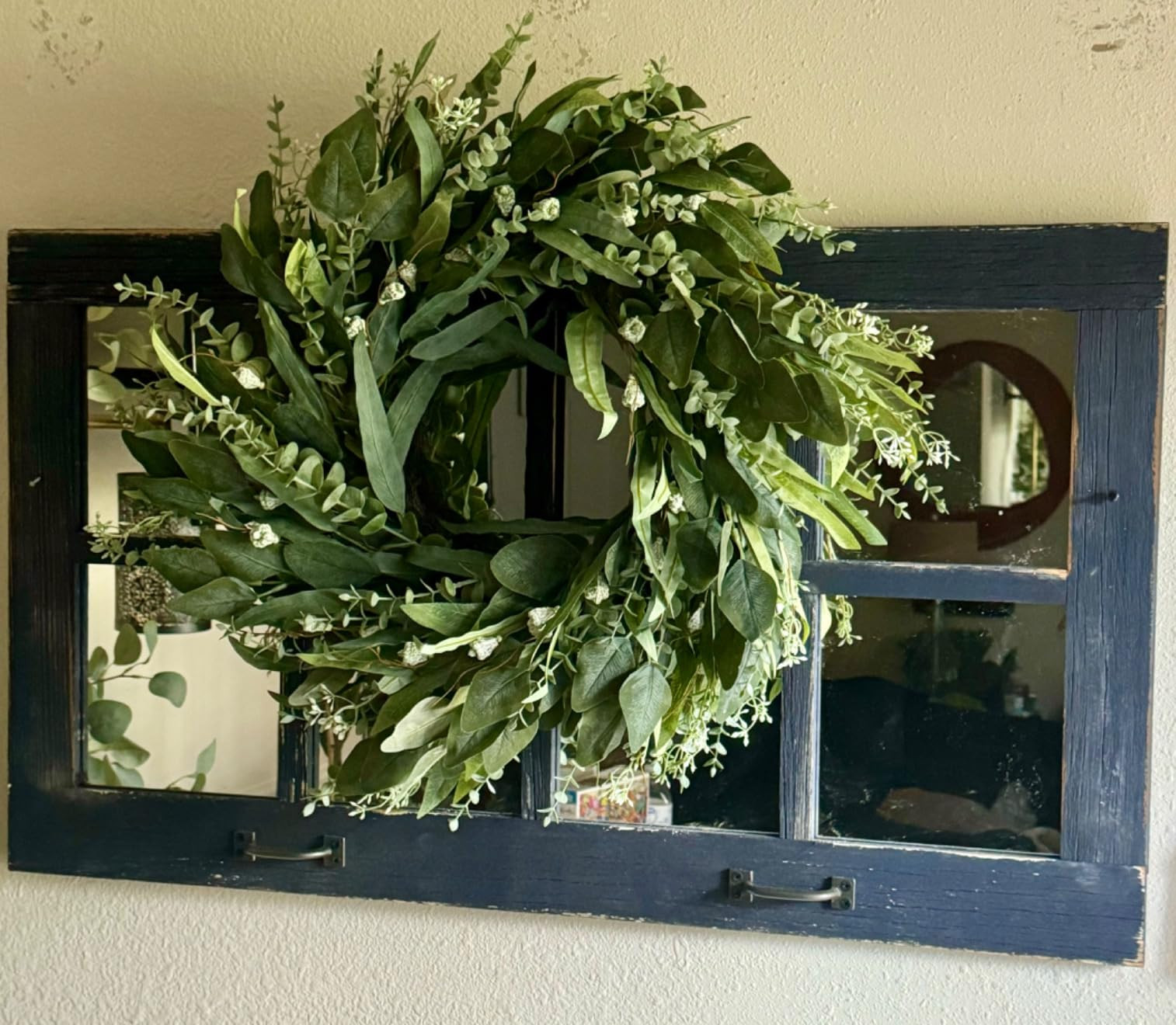 26" Eucalyptus Wreath for Front Door - Large Artificial Greenery Outdoor Wreath for Porch, Window... | Amazon (US)