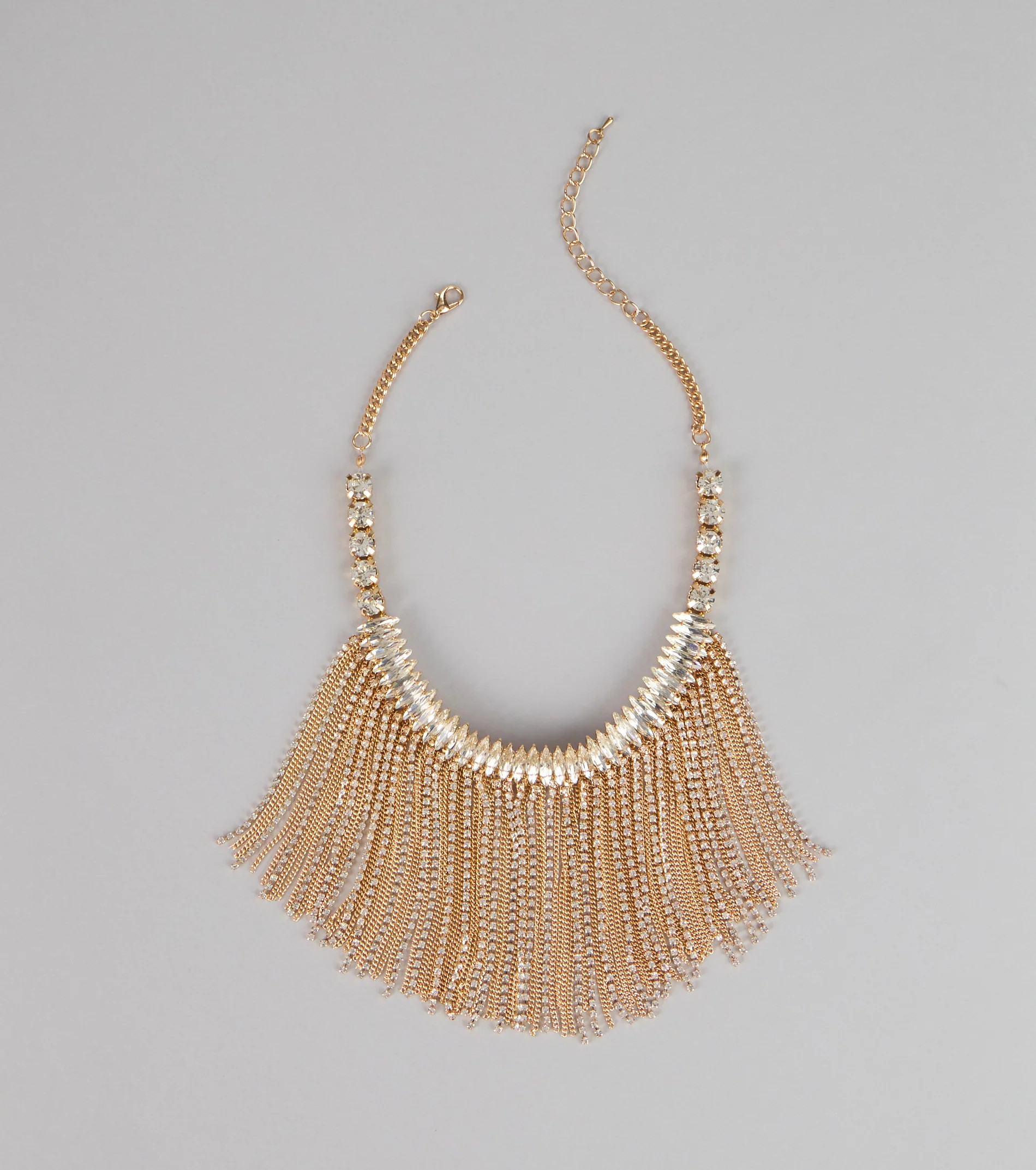 Glam Sweep Rhinestone Fringe Necklace | Windsor Stores