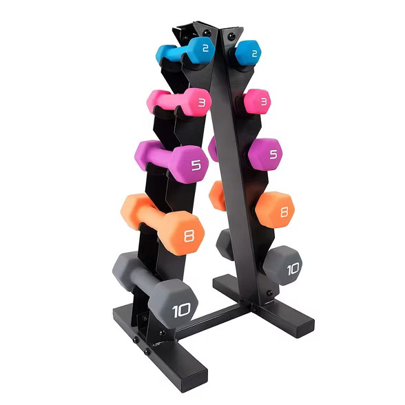 HolaHatha 2, 3, 5, 8, and 10 Pound Neoprene Dumbbell Free Hand Weight Set with Storage Rack, Idea... | Target