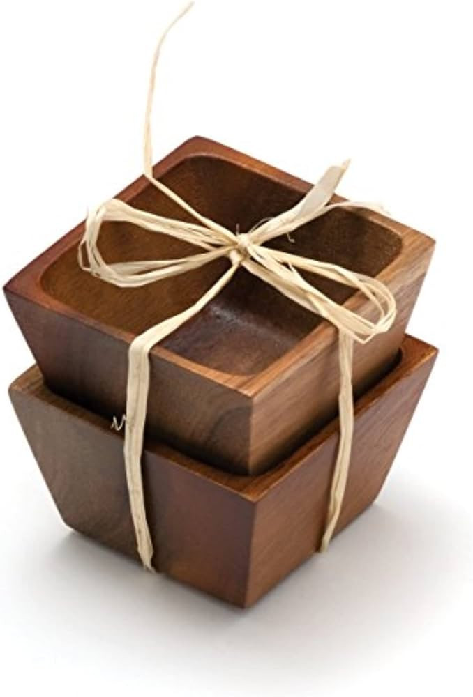 Lipper International Acacia Wood Small Square Bowls | For Condiments | Hand Wash Only | Brown | S... | Amazon (US)
