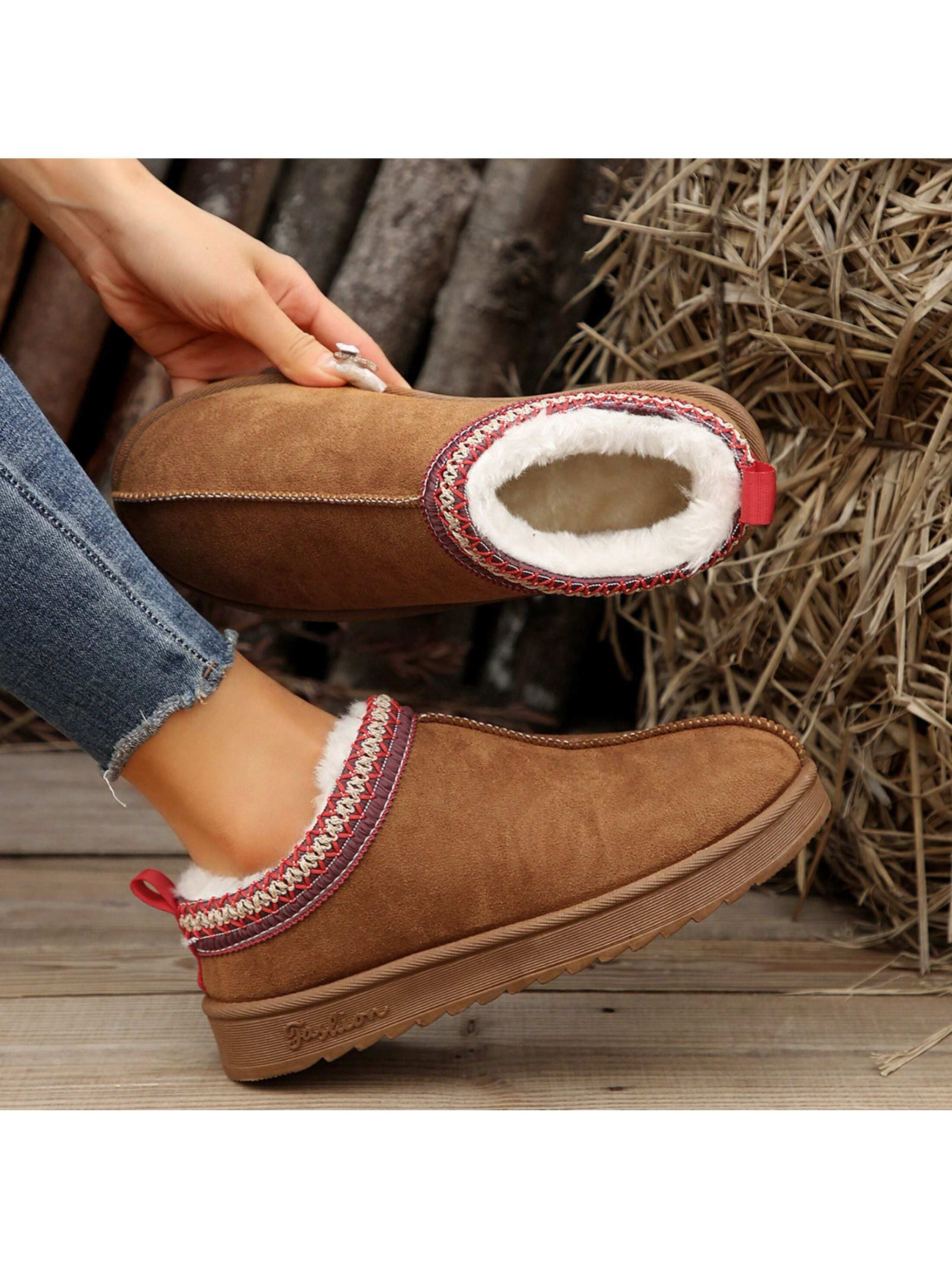 Women's Boot Short Ankle Platform Heighten Fleece Lined Snow Slipper Classic Anti-Slip Outdoor | SHEIN