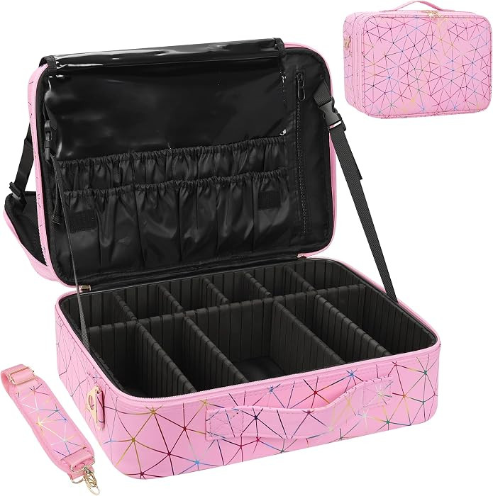 MONSTINA Professional Makeup Case Bag|3 Layers Large Capacity Cosmetic Organizer Brush Bag,Barber... | Amazon (US)