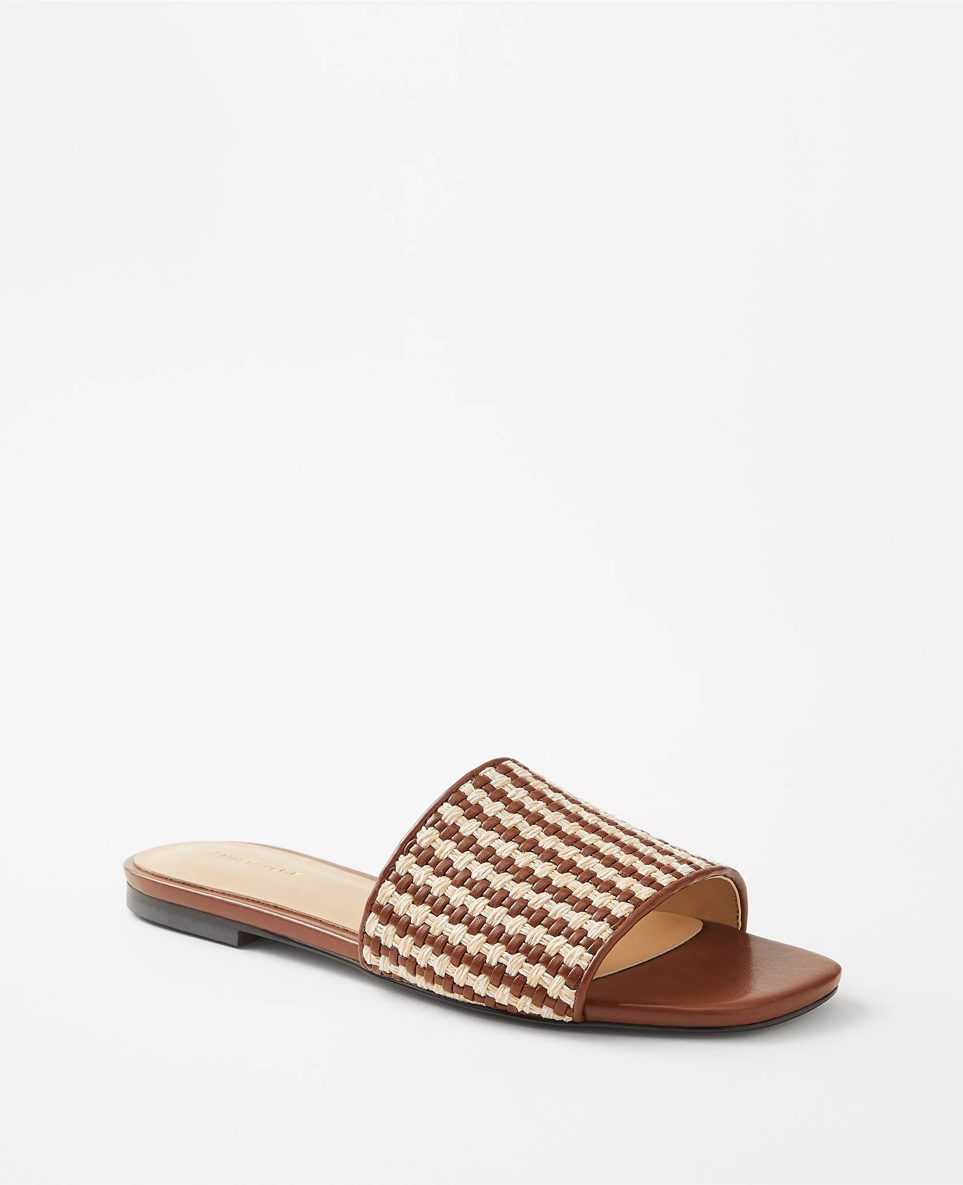 AT Weekend Woven Leather Flat Sandals | Ann Taylor (US)