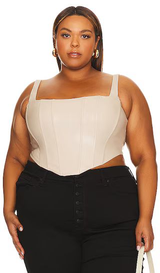 Ali Faux Leather Corset Top in Bone | Revolve Clothing (Global)