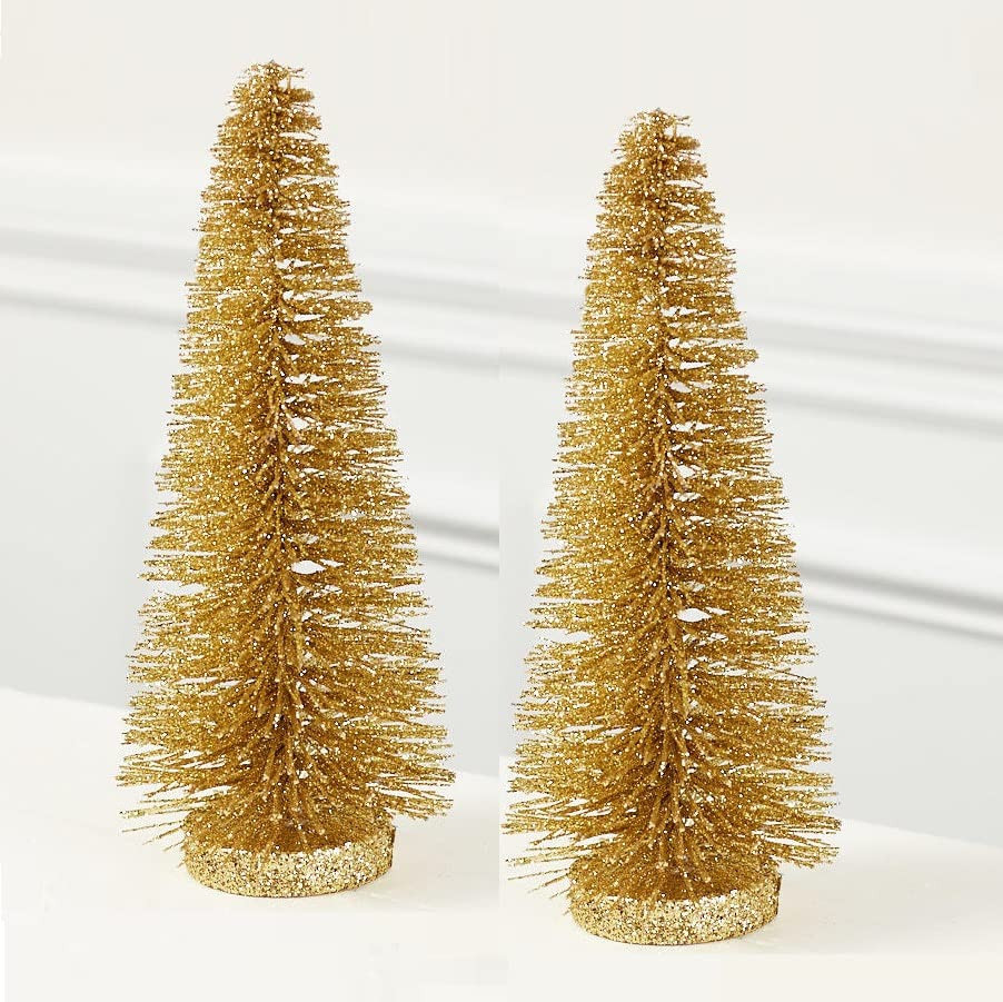 2 Pieces Turquoise Glittered Bottle Brush Tree | Amazon (US)