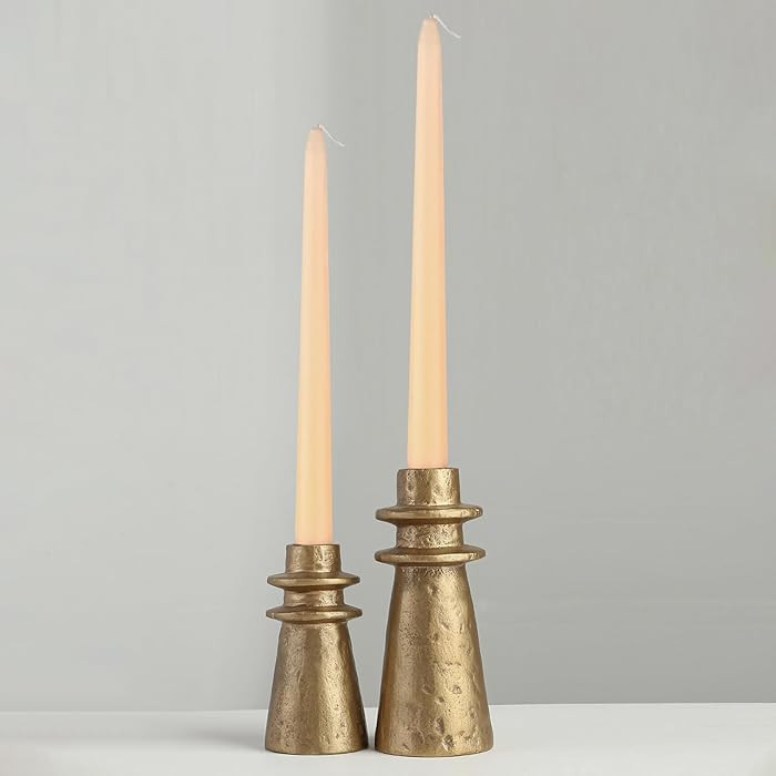 Vintage Brass Handcrafted Iron Taper Candle Holders - Set of 2 Decorative Candle Stands for Weddi... | Amazon (US)