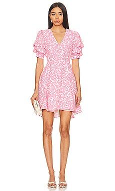 1. STATE Tiered Bubble Sleeve Dress in Pink & White from Revolve.com | Revolve Clothing (Global)