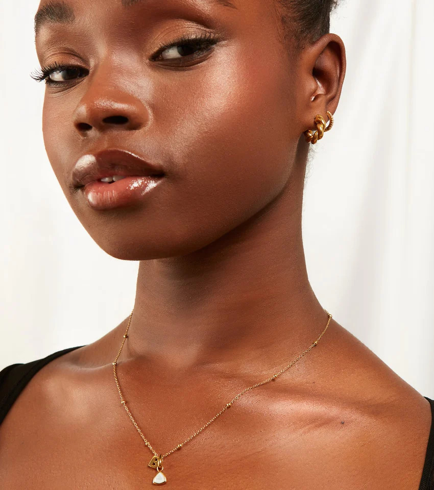 Mini Letter Sphere Chain Necklace (Gold) | Abbott Lyon