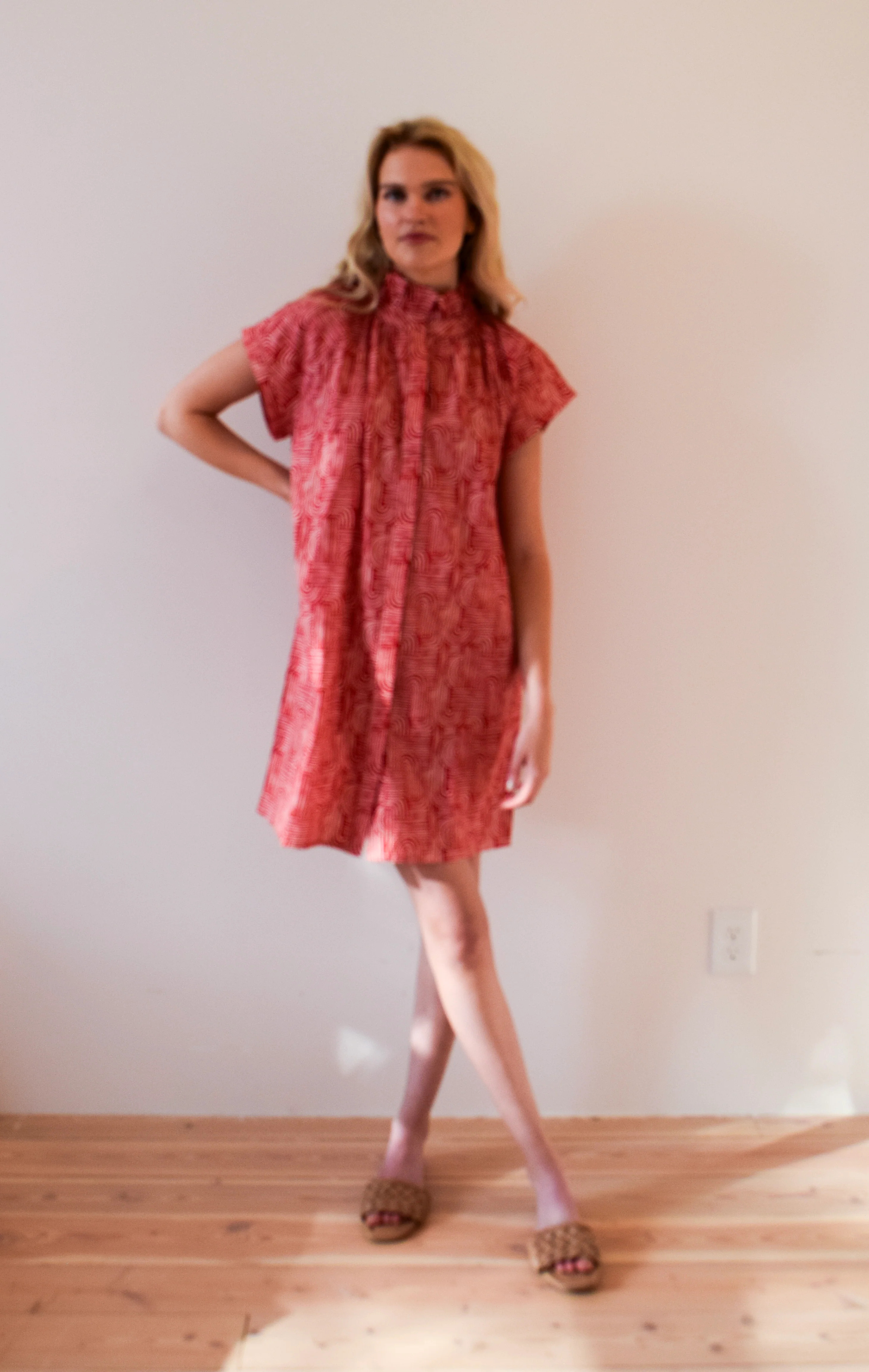 Never A Wallflower | Vicki Button Down Dress Red Swirl | Never A Wallflower