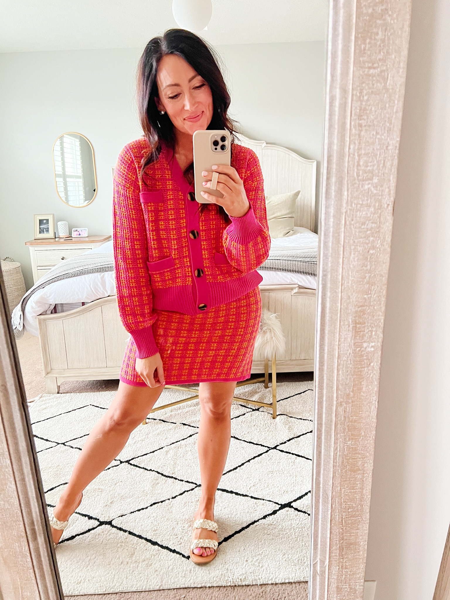 • medium sweater (but true to size) 
• true size small skirt - great stretch 
• sandals tts 

#LTKunder50 #LTKstyletip #LTKsalealert