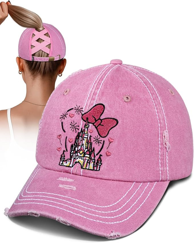 Flafens Women Pony Hats High Ponytail Baseball Caps - Cotton Vintage Washed Distressed Retro Spor... | Amazon (US)