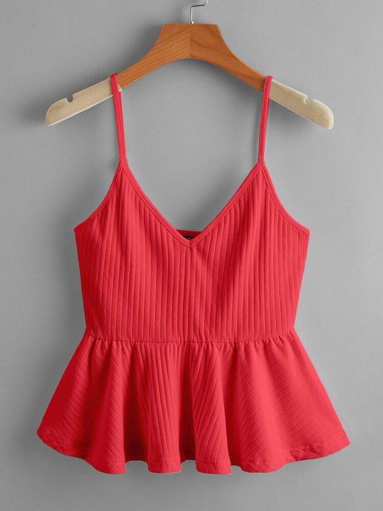 SHEIN Rib-knit Ruffle Hem Cami Top
       
              
              $5.99        
    $5.69
 ... | SHEIN