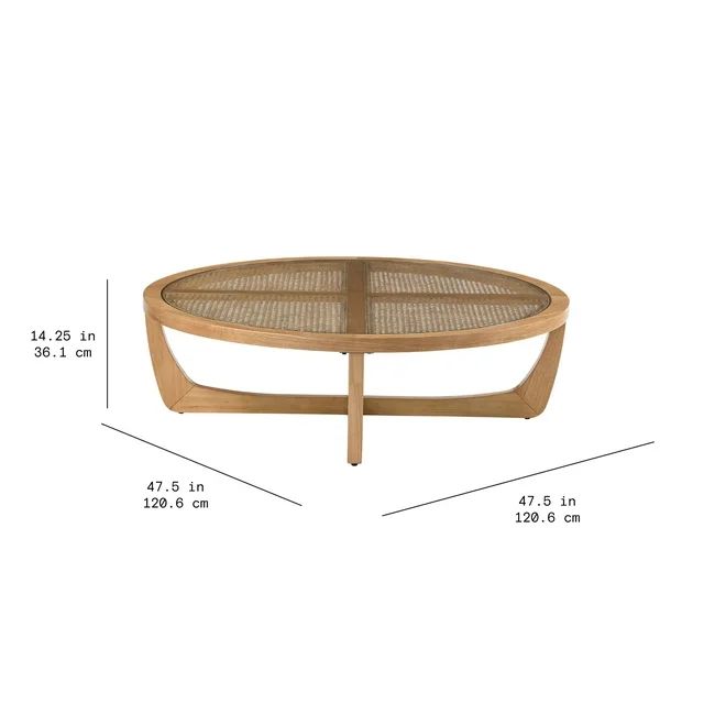 Beautiful Rattan & Glass Coffee Table with Solid Wood Frame by Drew Barrymore, Warm Honey Finish | Walmart (US)