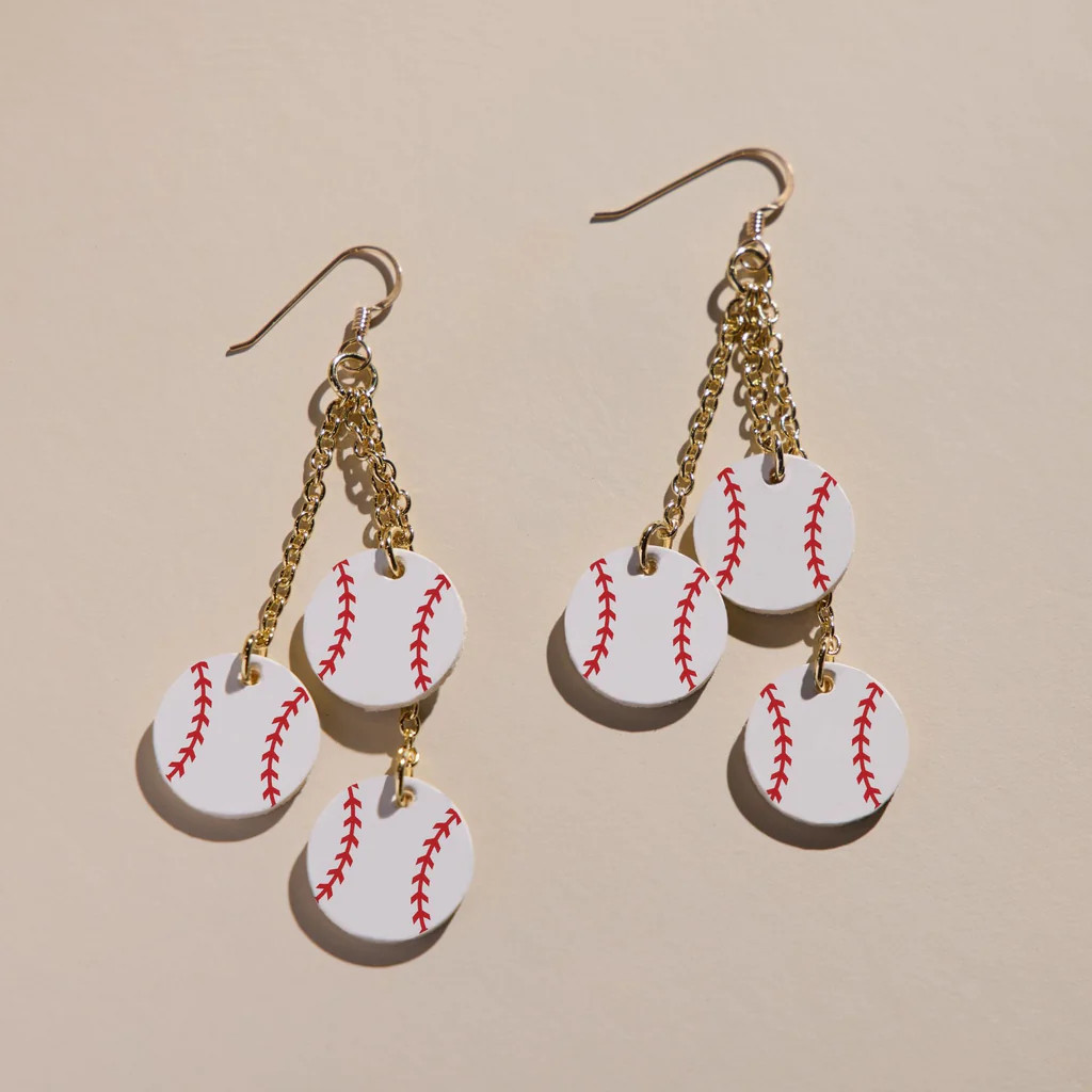 Slugger Baseball Dangle Earrings | Nickel and Suede
