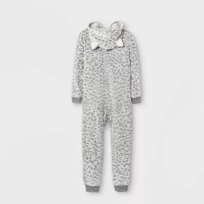Girls' Leopard Print Union Suit - Cat & Jack™ Cream/Gray | Target
