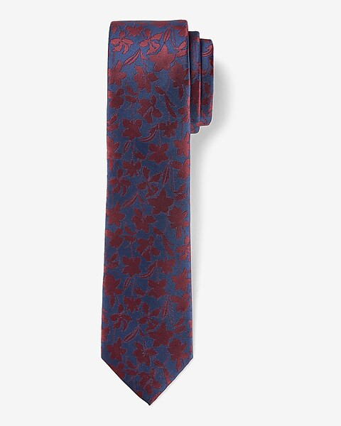 Navy & Burgundy Floral Tie | Express